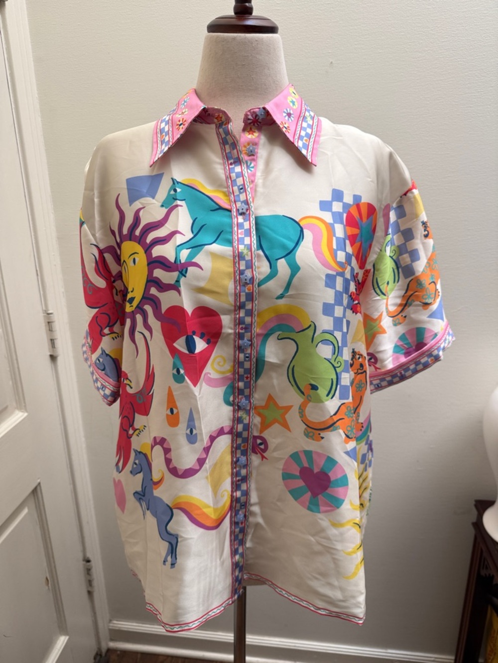 Alden Adair Multicolor Graphic Print Button-Up Blouse